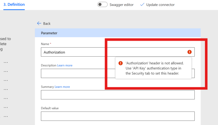 Update Azure API Key Connection for Logic apps custom connector via ...